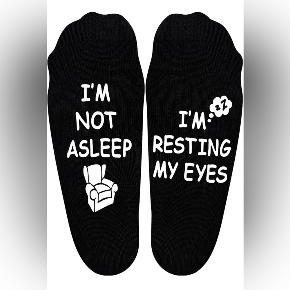 NWT Black Novelty Socks Sealed Gift for Dad Mom I’m not asleep